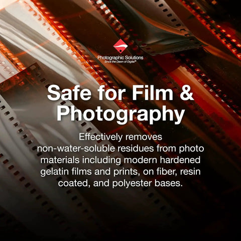 Photographic Emulsion Cleaner Kit with non-water-soluble residue remover, safe for film and photography materials.