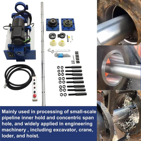 Your Go To Portable Line Boring Machine With 1600mm Boring Bar And 110V AC Servo Motor For On Site Hole Drilling And Machining Hole Diameter 35 To 80mm 300mm Travel Ideal For Excavators Cranes And Loaders