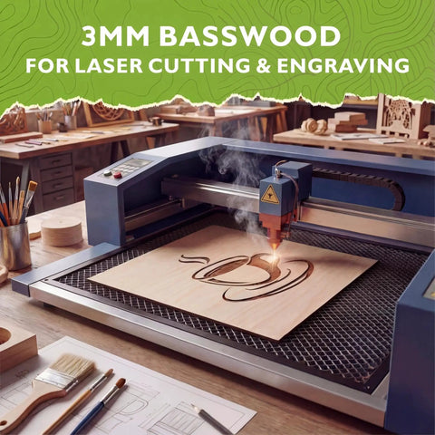 Four Pack Basswood Sheets One Eighth Inch Thick Twelve By Twelve Inches Smooth Surface Perfect For Laser Cutting Engraving Burning DIY