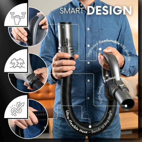 Man holding Replacement Hose Handle Compatible With ZU62 ZU62C ZU60 ZU102 Upright Vacuum Cleaners And Navigator Lift Away Models
