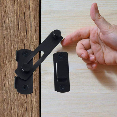 2 Pack Sliding Barn Door Lock Hardware Carbon Steel with Matte Black Finish for Barn Doors Cabinets Windows Closets Gate Latches