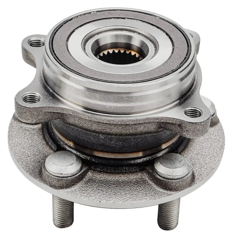Front view of metal wheel hub from 4 Piece Wheel Bearing Hub Assembly Kit For Toyota Prius Plug In 2010 2011 2012 2013 2014 2015 5 Lug Front And Rear Hubs And Bearings Replacement Set Premium Quality Direct Fit Ready To Install.