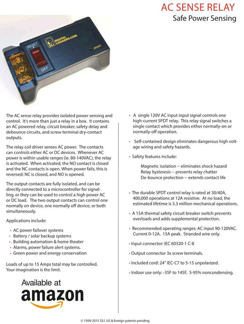 Image of an AC sense relay with protective features, showing the Enclosed AC DC Power Relay With Protection And Debounce Screw Terminals 120V Trigger Input For No Fuss Plug And Play Control Of Any AC DC Device Rugged High Current Dry Contact Output.