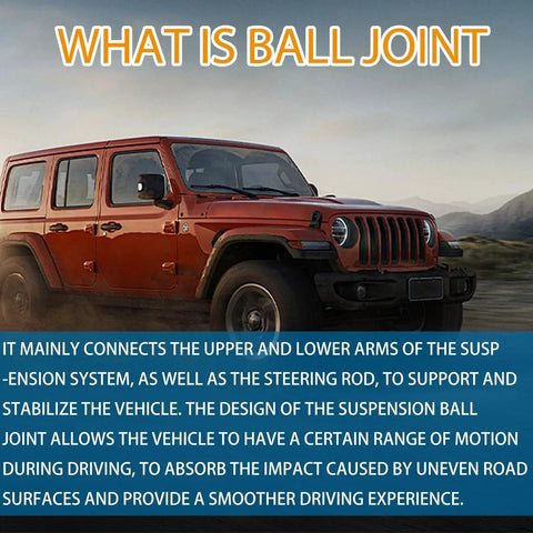 XCPMC front lower ball joints, 2-pack; red SUV backdrop with blue banner text.