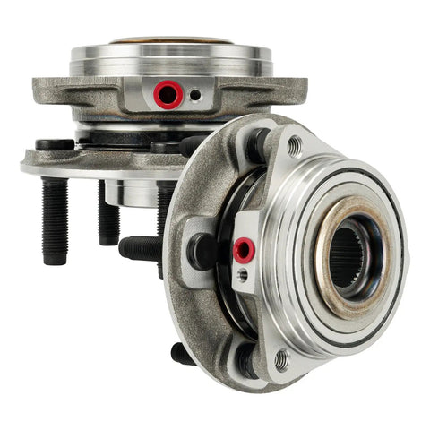 Pair Front Wheel Bearing And Hub Assembly 513423 5 Lug Direct Fit For 2018 2019 2020 2021 2022 2023 Jeep Wrangler And 2020 2021 2022 2023 Gladiator Two Pack Beefy Replacement Parts, showing close-up of metal components with bolt holes and lug studs
