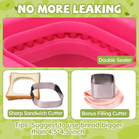 Crustless PB And J Sandwich Maker Sealer Cutter With Double Sided Seal Sharp Stainless Steel Cutter And Bonus Filling Cutter