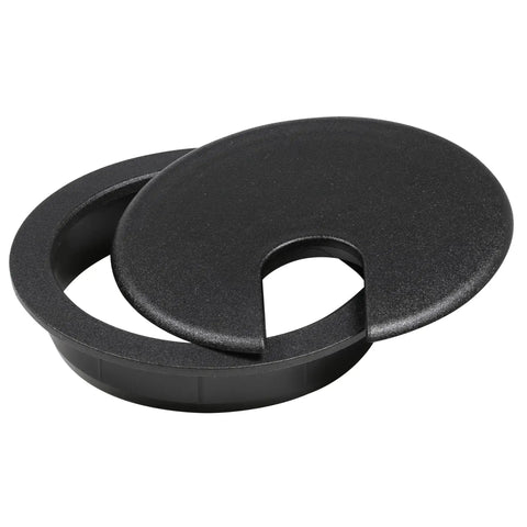 5 Pack Black Round Desk Cable Grommets 3 Inch 76mm Two Piece ABS Plastic Hole Cover for Computer Desk Table Cord Management