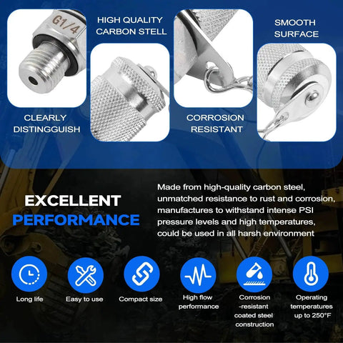 Close-up of 10 Pcs Hydraulic Test Connector Tee Fittings Kit For Excavators, carbon steel, corrosion-resistant, smooth surface details.