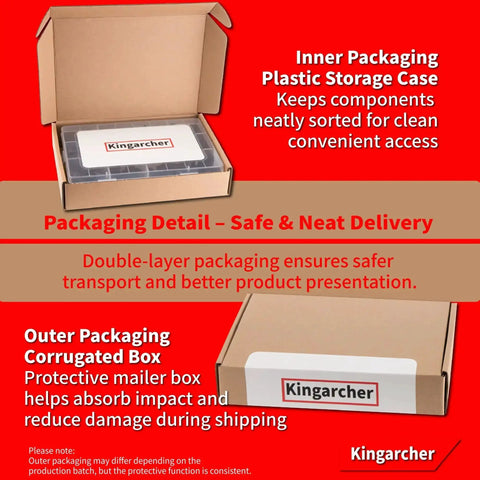 Packaging of 320 Piece Metric Flange Bolts And Nuts Set With Fully Threaded M6 X 1.0, M8 X 1.25, M10 X 1.5, displaying boxes