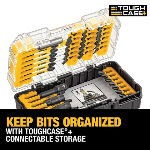 Impact Ready 40-Piece Screwdriver Bit Set With Storage Case For FlexTorq Impact Drivers See Through Lid Patented Bit Bar For Easy Bit Removal Grab-And-Go Handy Case Dewalt