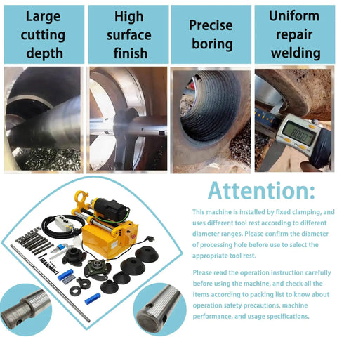 Portable Precision Boring Machine For Heavy Machinery On Site 110V With 55-260mm Hole Capacity 380mm Travel And Repair Bores 150cm Bar