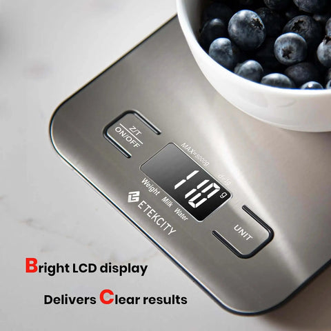 Digital Kitchen Scale With Grams And Ounces For Weight Loss, Baking And Meal Prep, Stainless Steel Compact Design.
