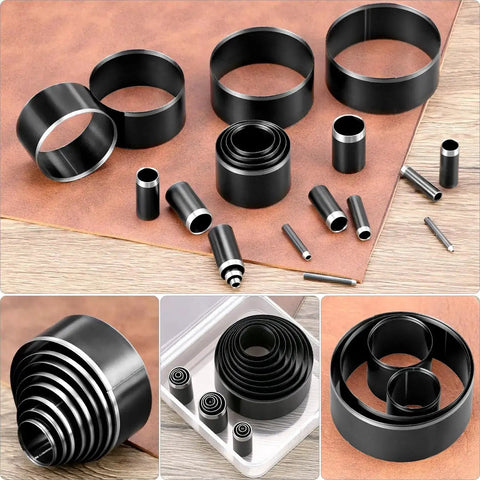 Leather Circle Cutter Tool Set With 21 Piece Pro Grade High Carbon Steel Punch Kit for precise cuts in leather, fabric, and clay