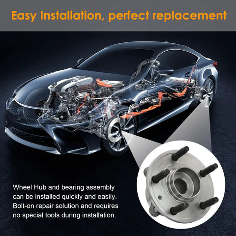 Front And Rear Wheel Bearing Hub Assembly For 2011-2018 Ford Explorer And 2013-2018 Police Interceptor Utility, 5 Lug With ABS, diagram view