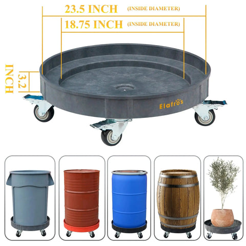 Heavy-Duty Plastic Drum Dolly For 30 And 55 Gallon Drums, 900 Lb Capacity, Two-Tier Drum Cart With Swivel Casters And Brake, Grey