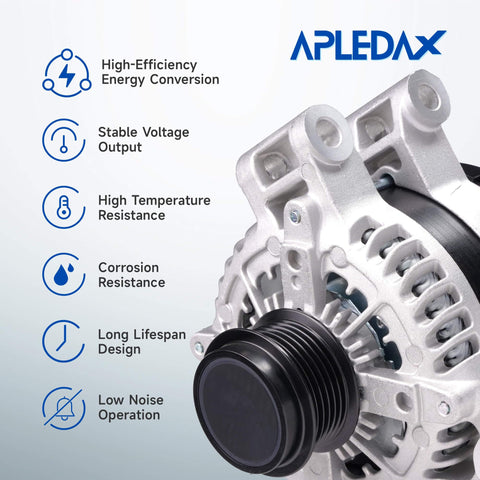 Beefed Up 170 Amp 12V Alternator Upgrade For Buick Enclave 2008 2017 For Chevy Traverse 2009 2017 For GMC Acadia 2007 2017 Saturn Outlook 2007 2010 With Six Groove Pulley Air Cooling CW Rotation OE Style Replacement product image, front view.