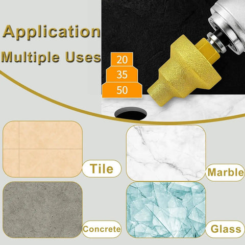 Pro Grade Diamond Core Drill Bit Set With 20mm 35mm 50mm Steps for metal, concrete, tile, marble, artificial stone drilling