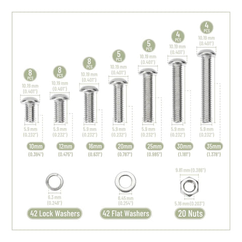 Nuts And Bolts Assortment Kit With 146 Pieces Stainless Steel Hardware Set Including M6 Screws In 7 Sizes 6 To 30mm Button Head Socket Cap Screws Nuts Bolts Washers And Washer Assortment For DIY Projects Home Auto Shop