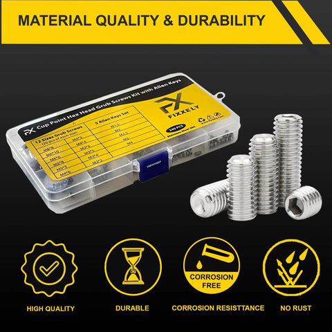 Set Screws Assortment Kit With Allen Keys 240 Pieces Stainless Steel 304 Cup Point Hex Socket Set Screws In Metric M3 Through M8