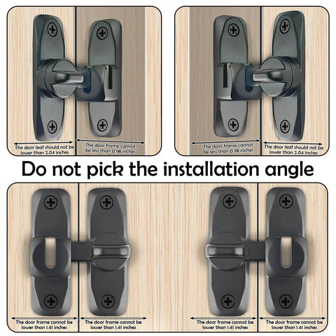 Heavy Duty Black Sliding Barn Door Lock Set, 2 Pack With Adjustable 90 To 180 Degree Latch, installation instructions.