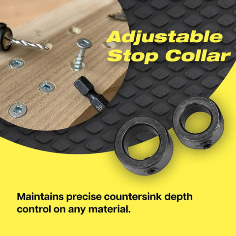 Pro Grade Woodworking Countersink And Plug Cutter Set With Adjustable HSS Drill Bits No 8 And No 12 for precise hole depth control.