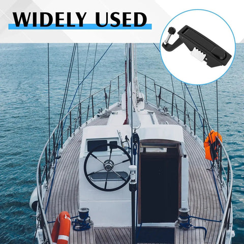 Zinc Alloy Compression Latch With Raised Trigger And Grip 0.04 To 0.94 Inch shown in marine setting on boat door