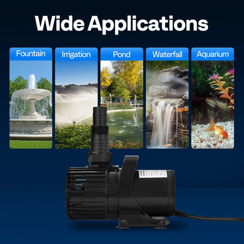 VIVOHOME 220W submersible water pump, black plastic body with 180° adjustable nozzle for pond, fountain, aquarium
