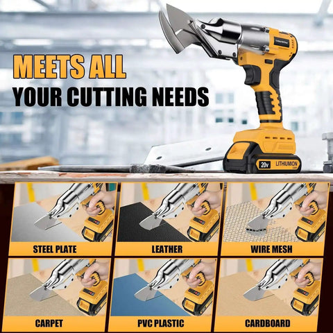 Cordless Metal Shears Brushless 20V Max Tool Only With 360 Degree Pivoting Head cutting various materials