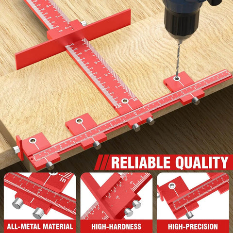 Time Saving Cabinet Hardware Jig Kit With Dual 32 Inch And 16 Inch Sizes Detachable Auto Center Punch Aluminum Cabinet Handle Template Drill Guide Drawer Pull Jig For Easy Knob Or Handle Installations