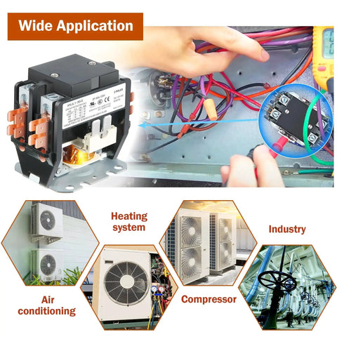 Two Pack HVAC Motor Contactor 120V 30A 2 Pole Replacement Relays Compatible With C230B for systems like air conditioners and heat pumps