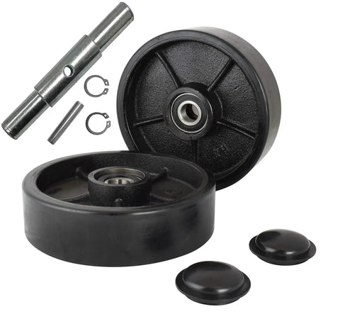 Heavy Duty Pallet Jack Wheel Kit For L2000U L2300U And LHM230 Non Marring Replacement Wheels With Axles And Fasteners Greased And Ready To Roll