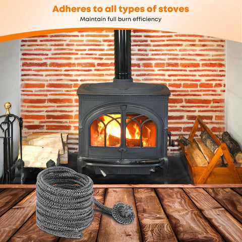 Stanbroil wood stove gasket rope, 1/4 in x 84 in graphite-impregnated fiberglass rope for wood stove door seal