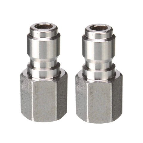 One Quarter Inch Quick Connect Plug To One Quarter Inch Female NPT Pressure Washer Coupler Set 5000 PSI Two Pack Leak Free
