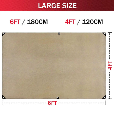 Two Pack 4x6 Ft Welding Blankets, Beefy Heavy Duty Fiberglass Heat Resistant Fabric That Withstands Up To 1022F shown flat.