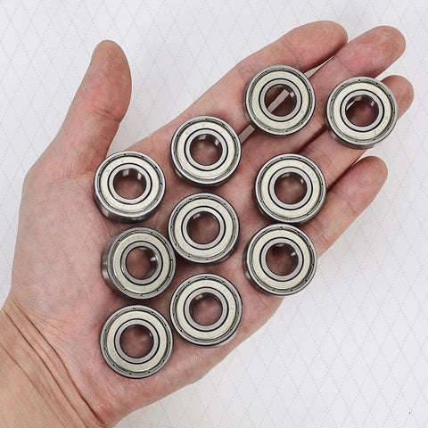 Heavy Duty 10 Pack 6205 ZZ Ball Bearings 25x52x15mm held in hand, double metal shielded, chrome steel, for electric motors, alternators, HVAC fans