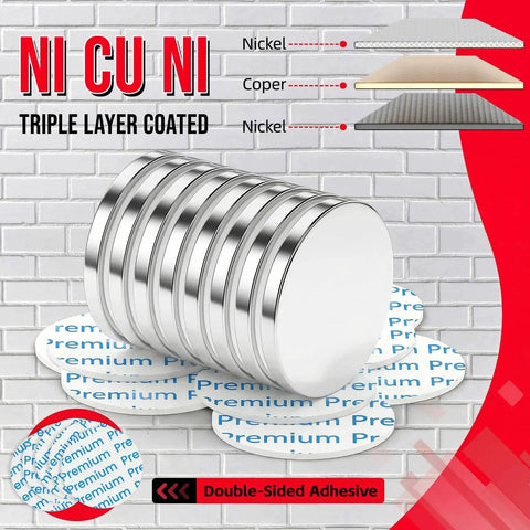 Amazon FINDMAG 4-pack neodymium disc magnets with double-sided adhesive, silver round magnets