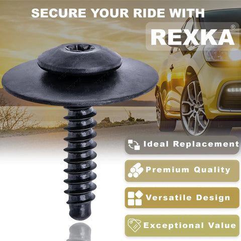 Close-up of a Rexka bolt from the 20 Piece Fender Liner Splash Shield Bolt Set for GM Cars including Chevrolet Camaro Colorado Cruze.