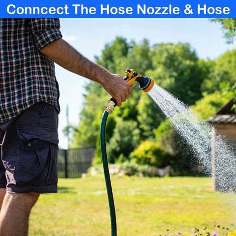 Person using Solid Brass Garden Hose Quick Connect Set Three Quarter Inch GHT Thread No Leak Male And Female Connectors