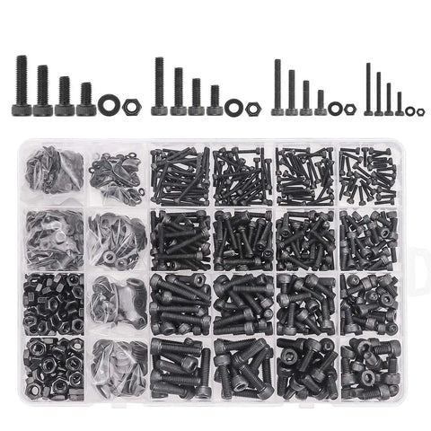 1220 Piece M2 M3 M4 M5 Hex Socket Head Cap Bolts Set With Nuts Washers Screws And Hex Wrenches In Twelve Point Nine Grade Alloy Steel Heavy Duty Kit for home and shop use.
