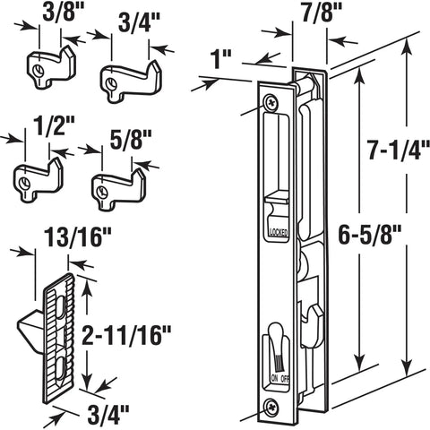 Diagram of Sliding Door Flush Handle Set In Black Diecast For Replacement Of Flush Mount Hook Style Handles On Patio Sliding Glass Doors
