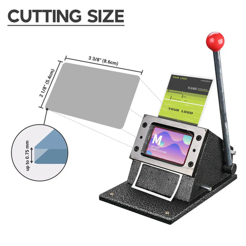 Manual Corner Cutter For Credit Cards And IDs With Round Corners, PVC Card Cutter, side view showing size details and lever