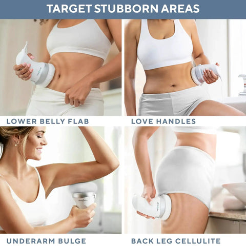 Body Sculpting Machine For Targeted Skin Firming And Anti Cellulite Massage With Lymphatic Drainage, Legs Stomach And Arms, Interchangeable Pads To Improve Texture And Smooth Skin applied on different body parts