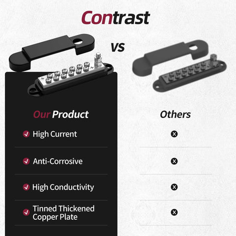 Comparison of Marine Grade 12 Volt Bus Bar Power Distribution Block With One Quarter Inch Stud And Twelve Terminal Screws vs others