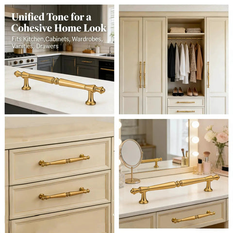 10 Pack 5 Inch Champagne Bronze Cabinet Handles And Drawer Pulls Installed on Kitchen Cabinets, Dressers, and Closet Doors