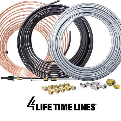4LIFETIMELINES copper-nickel brake line tubing coils and fittings kit, 3/16 in x 25 ft, two full kits, Amazon brand