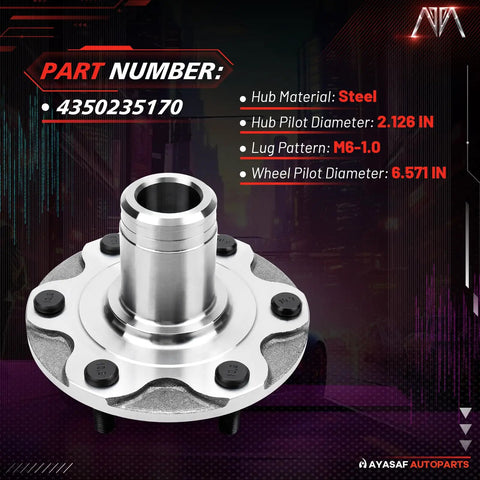 Direct Fit Front Wheel Bearing And Hub Assembly For Toyota 4Runner 1996 2002 Sequoia 2001 2007 Tacoma 1995 2004 And Tundra 2000 2006 OE Grade Beefy Heavy Duty Wheel Hub Replacement with steel material and specifications.