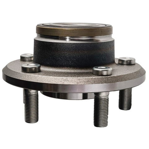 Front Wheel Bearing Hub Assembly Fits Chrysler 300 2005 Through 2012, Dodge Challenger 2008 Through 2014, Charger 2006 Through 2014, Magnum 2005 Through 2008, 5 Lug RWD Direct Bolt On Replacement, Smooth Ride And Quiet Operation. Image shows a 5-lug bolt pattern assembly, front view, designed for rear-wheel drive.