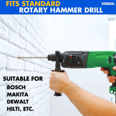 Long 1 Inch SDS Plus Drill Bit For Rotary Hammers, 39 Inch Overall Length, 10mm SDS Plus Shank in use on brick wall