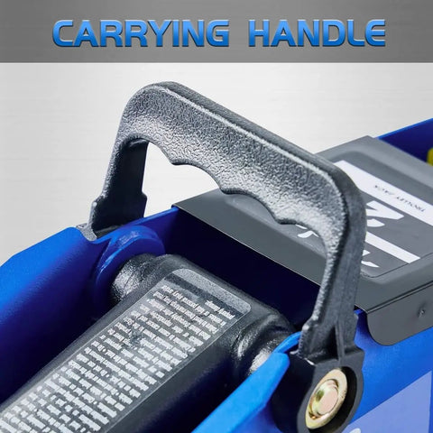 Close-up of the carrying handle on a 2 Ton Hydraulic Floor Jack For Cars, Portable Car Lift With 4.9 To 11.8 Inch Lift Range, 3,800 Lb Capacity.