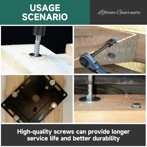 Heavy Duty Lag Bolts For Wood Three Eighths Inch By Four Inches With Washers Stainless Steel 304 Grade Partial Thread Rust Resistant Built To Last Eight Pack used in timber construction, showcasing usage scenarios and durability.